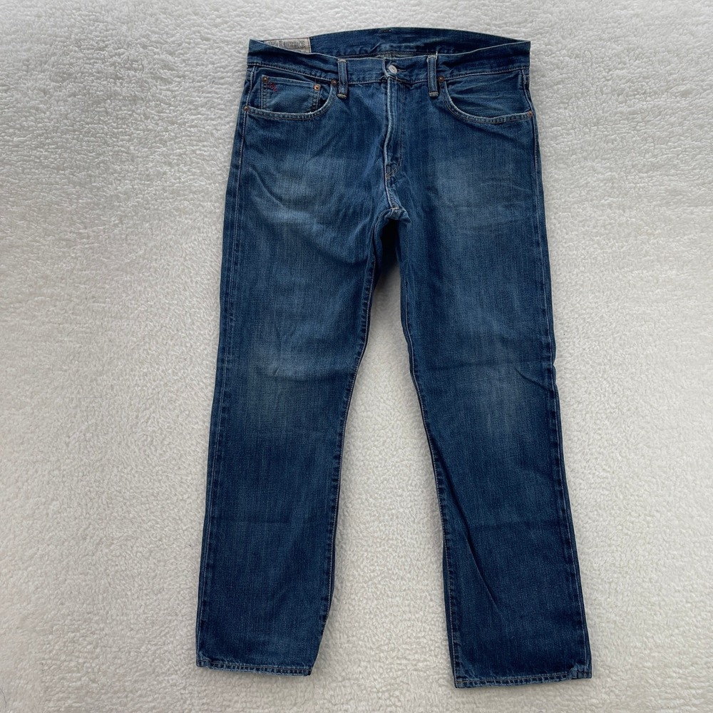 Polo Ralph Lauren Jeans Mens 36x32 Blue 867 Classic Straight Faded Preppy Luxury